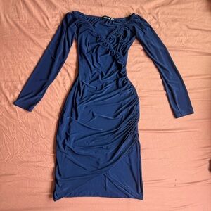 PrettyLittleThing Navy Long Sleeve Dress